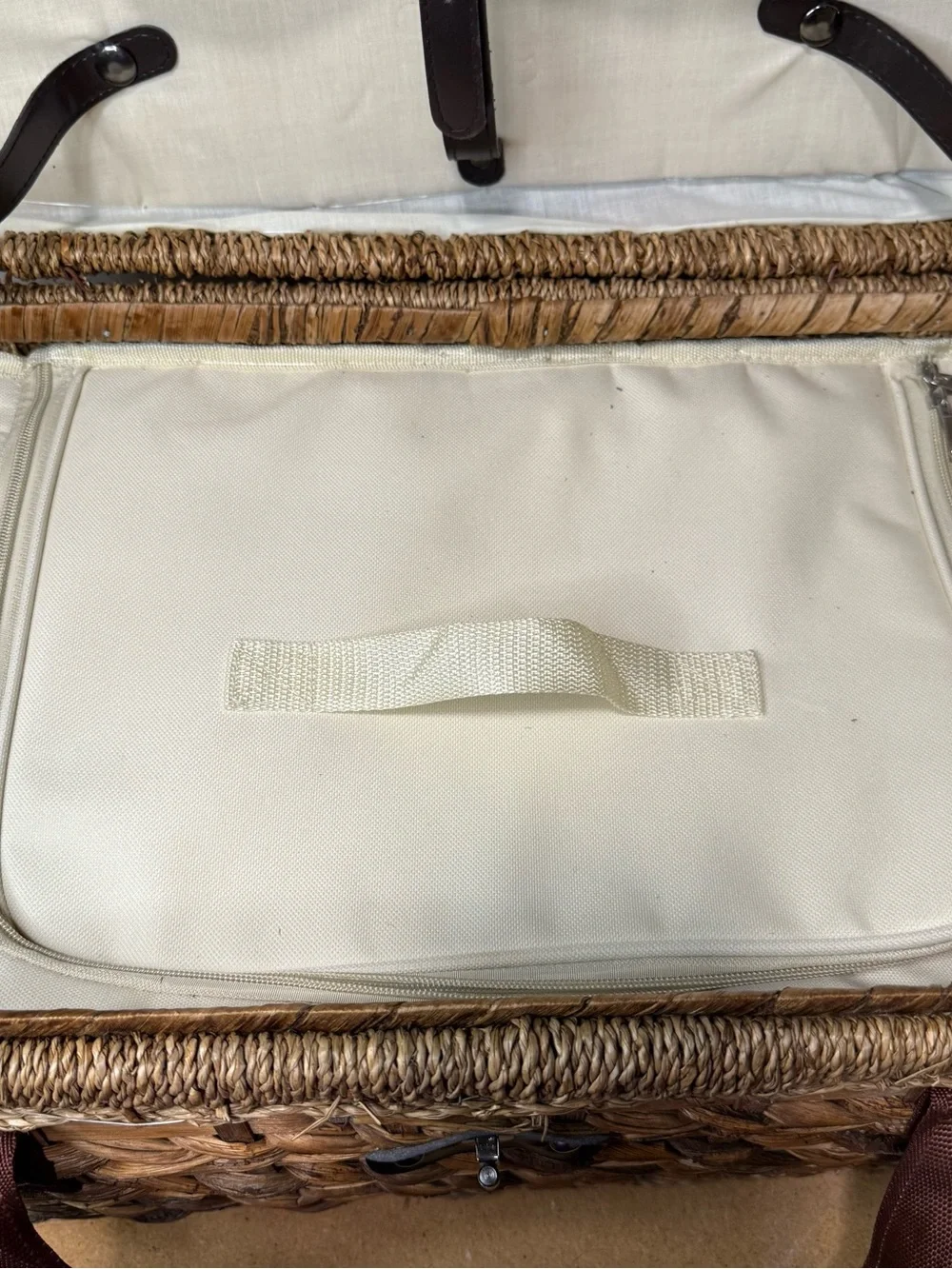 Vintage Wicker Picnic Basket- Isolated